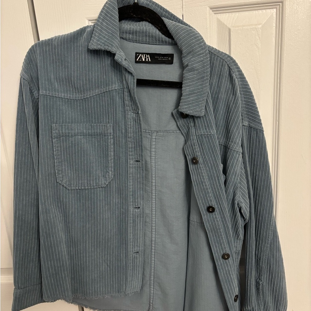 Zara Blue Corduroy Shirt Jacket